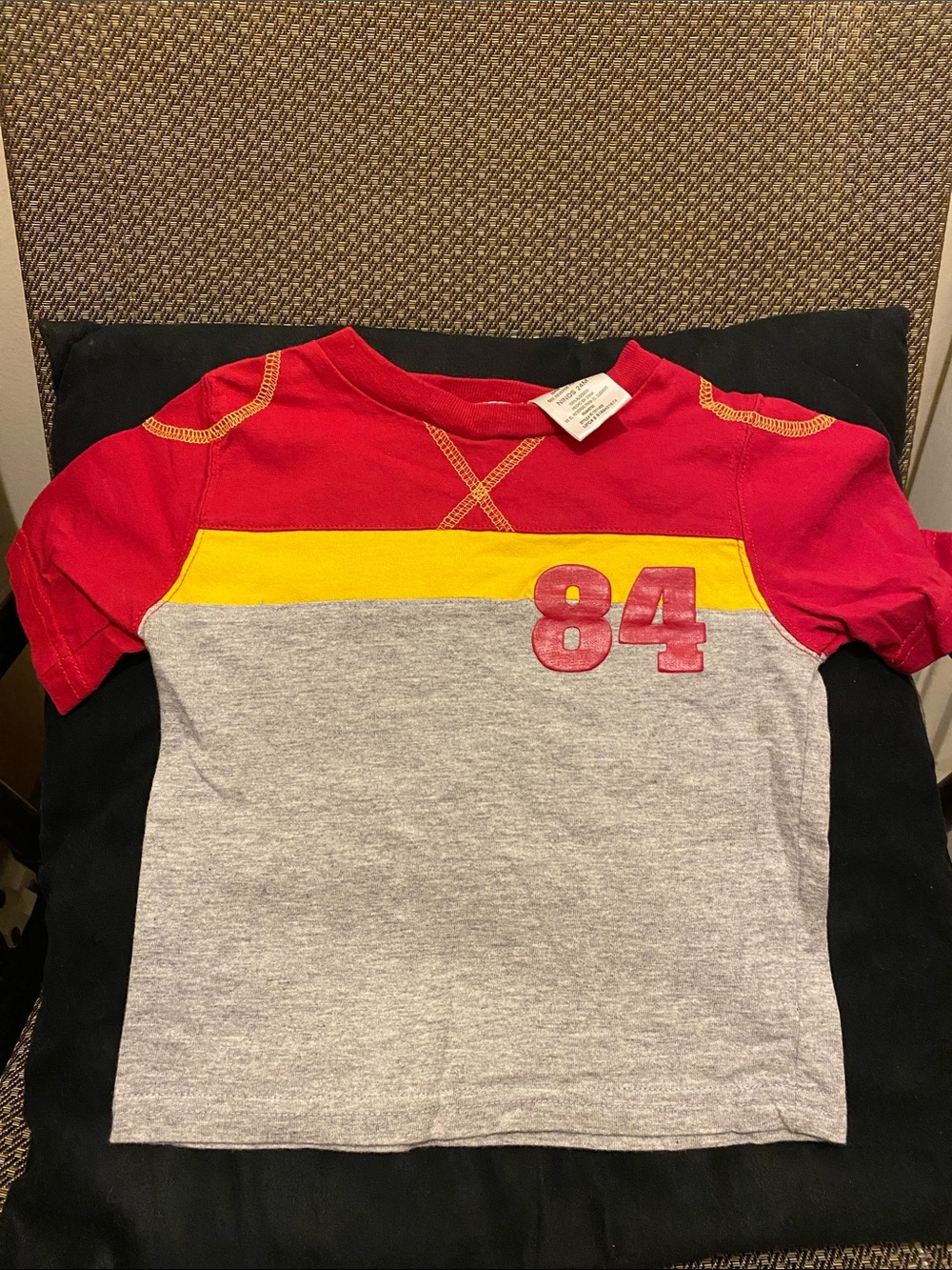 Kid Connection Red & Gray 84 Short Sleeve Tee with Yellow Stripe (B)